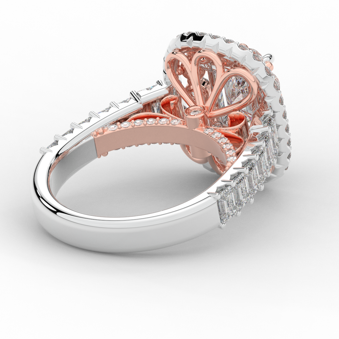 4.70CT.TW RADIANT LAB DIAMOND DOUBLE HALO TWO TONE ENGAGEMENT RING - Nazarelle