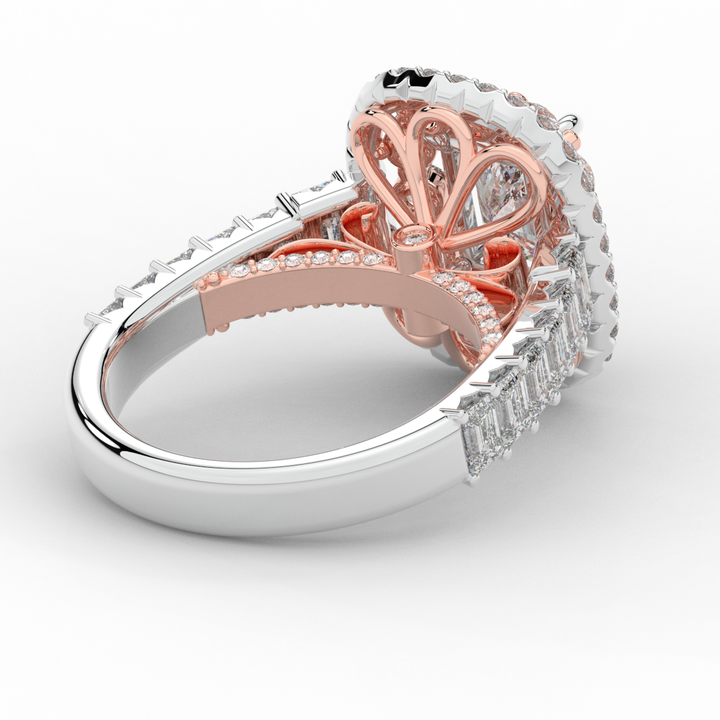 4.70CT.TW RADIANT LAB DIAMOND DOUBLE HALO TWO TONE ENGAGEMENT RING - Nazarelle