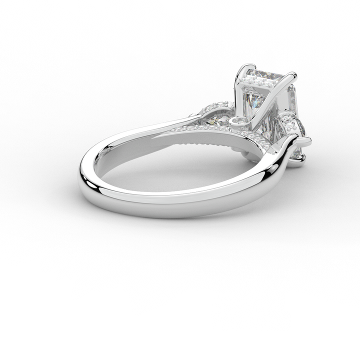 2.40CT.TW EMERALD CUT LAB DIAMOND 3 STONE ENGAGEMENT RING - Nazarelle