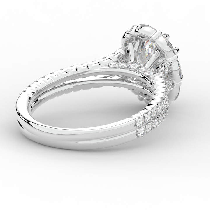 2.30CT.TW OVAL LAB DIAMOND HALO SPLIT SHANK ENGAGEMENT RING - Nazarelle