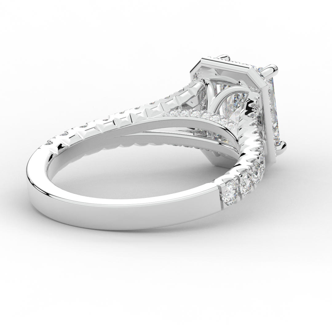 2.60CT.TW RADIANT LAB DIAMOND SPLIT SHANK HALO ENGAGEMENT RING - Nazarelle