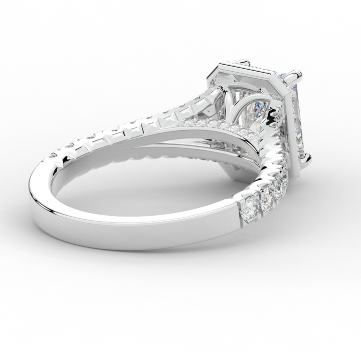 2.60CT.TW RADIANT LAB DIAMOND SPLIT SHANK HALO ENGAGEMENT RING - Nazarelle