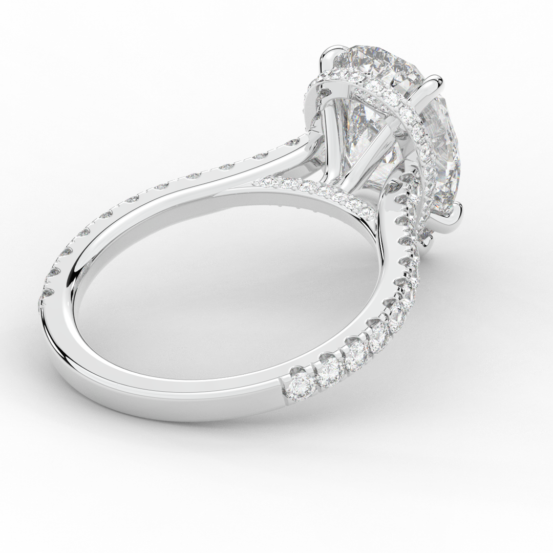4.60CT.TW PEAR LAB DIAMOND UNDERHALO SOLITAIRE ENGAGEMENT RING - Nazarelle
