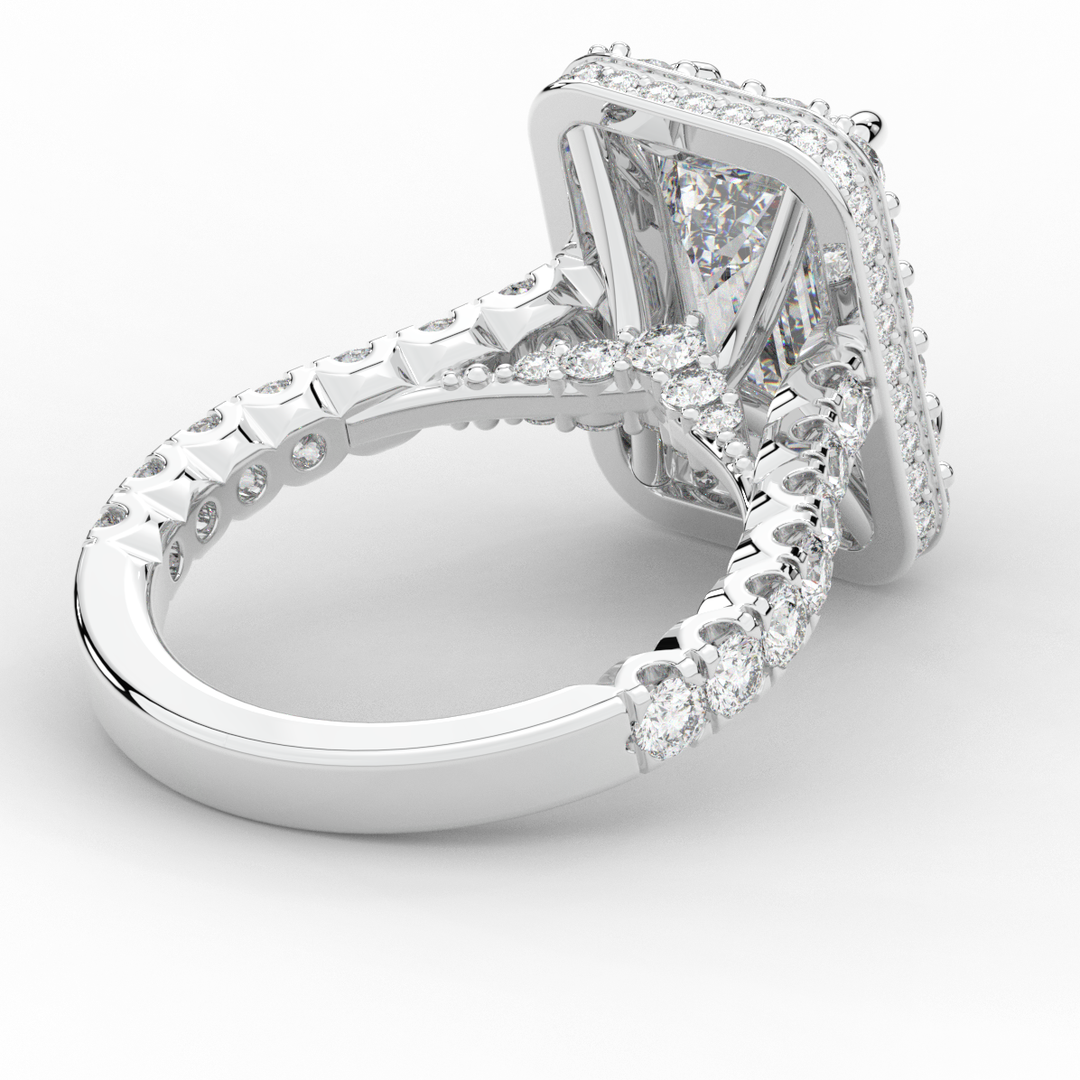 4.50CT.TW EMERALD CUT LAB DIAMOND HALO ENGAGEMENT RING - Nazarelle