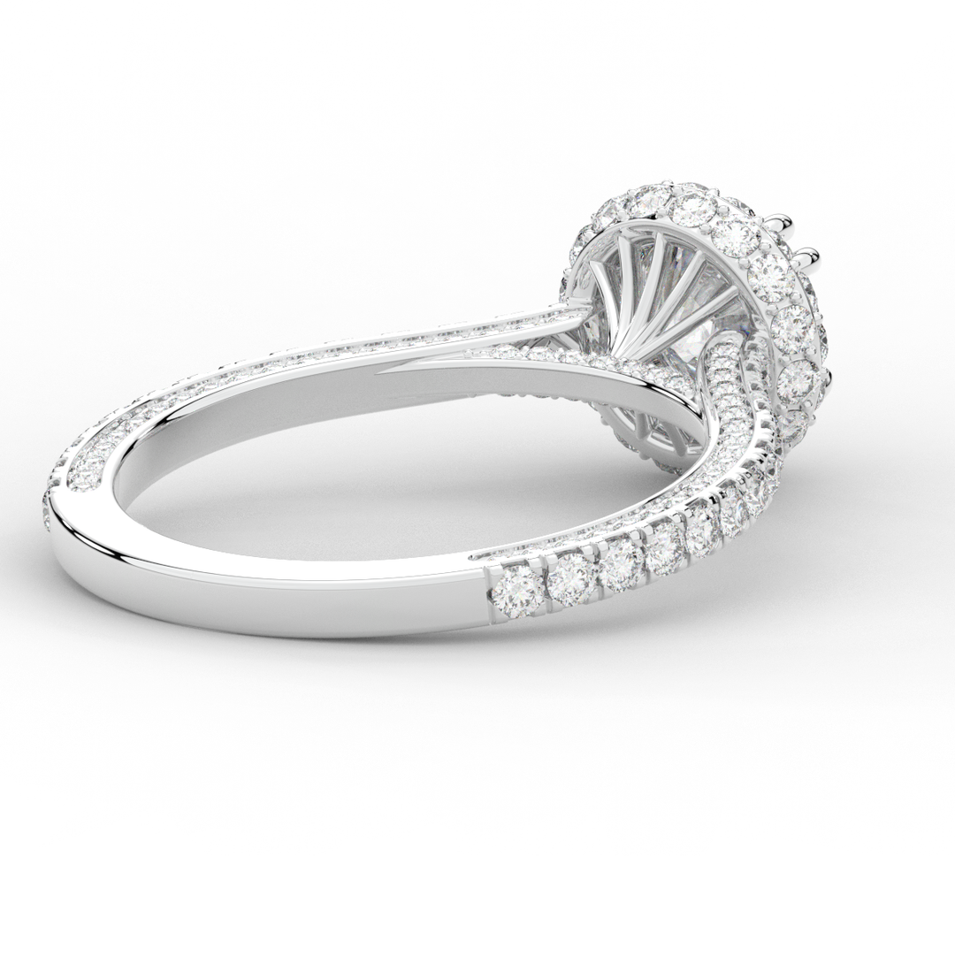 1.90CT.TW ROUND LAB DIAMOND HALO ENGAGEMENT RING - Nazarelle