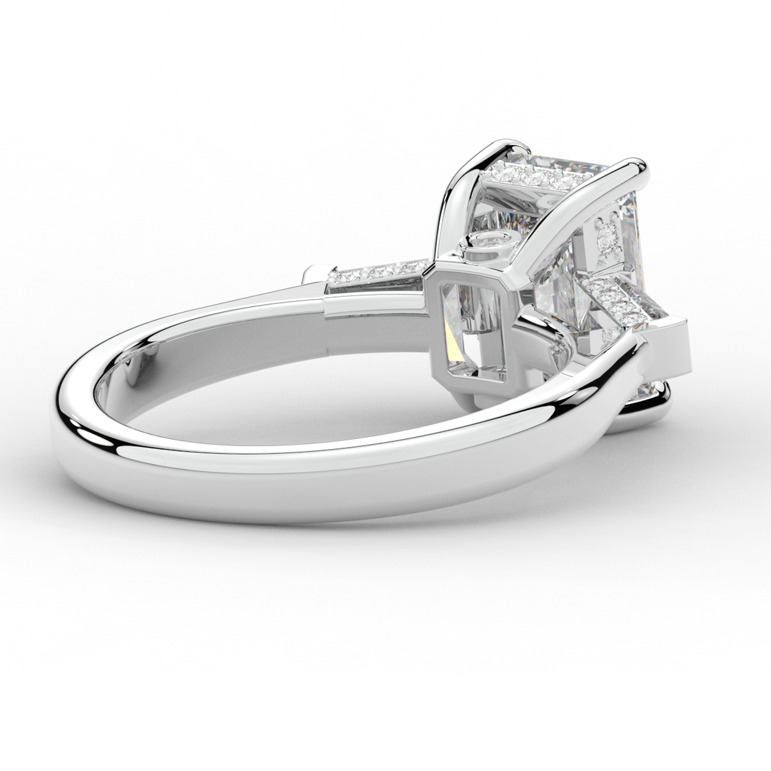 3.45CT.TW RADIANT LAB DIAMOND 3 STONE ENGAGEMENT RING - Nazarelle