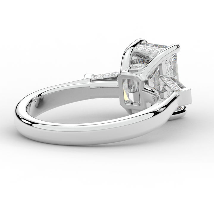 3.45CT.TW RADIANT LAB DIAMOND 3 STONE ENGAGEMENT RING - Nazarelle