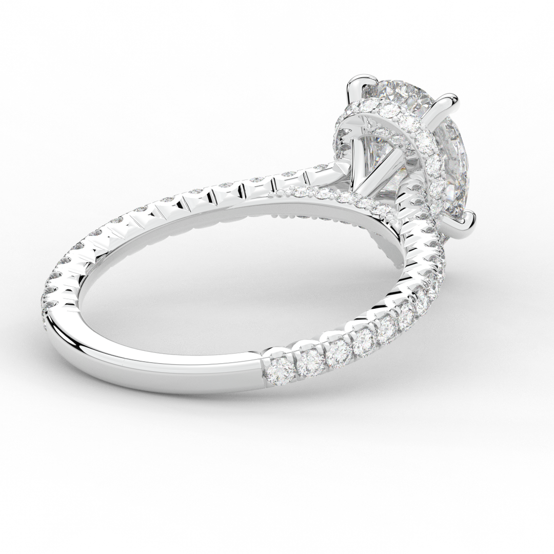 2.50CT.TW PEAR LAB DIAMOND UNDERHALO SOLITAIRE ENGAGEMENT RING - Nazarelle