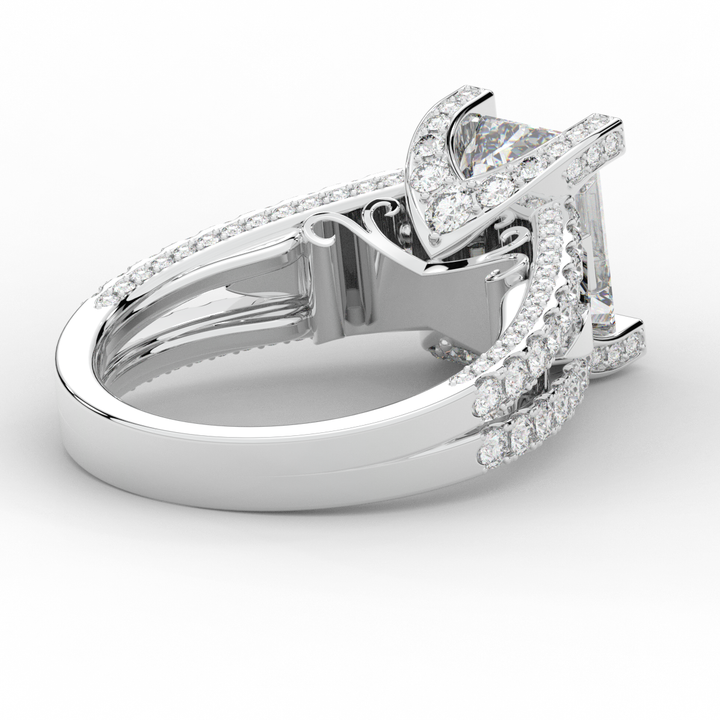 4.60CT.TW EMERALD CUT LAB DIAMOND SPLIT SHANK ENGAGEMENT RING - Nazarelle