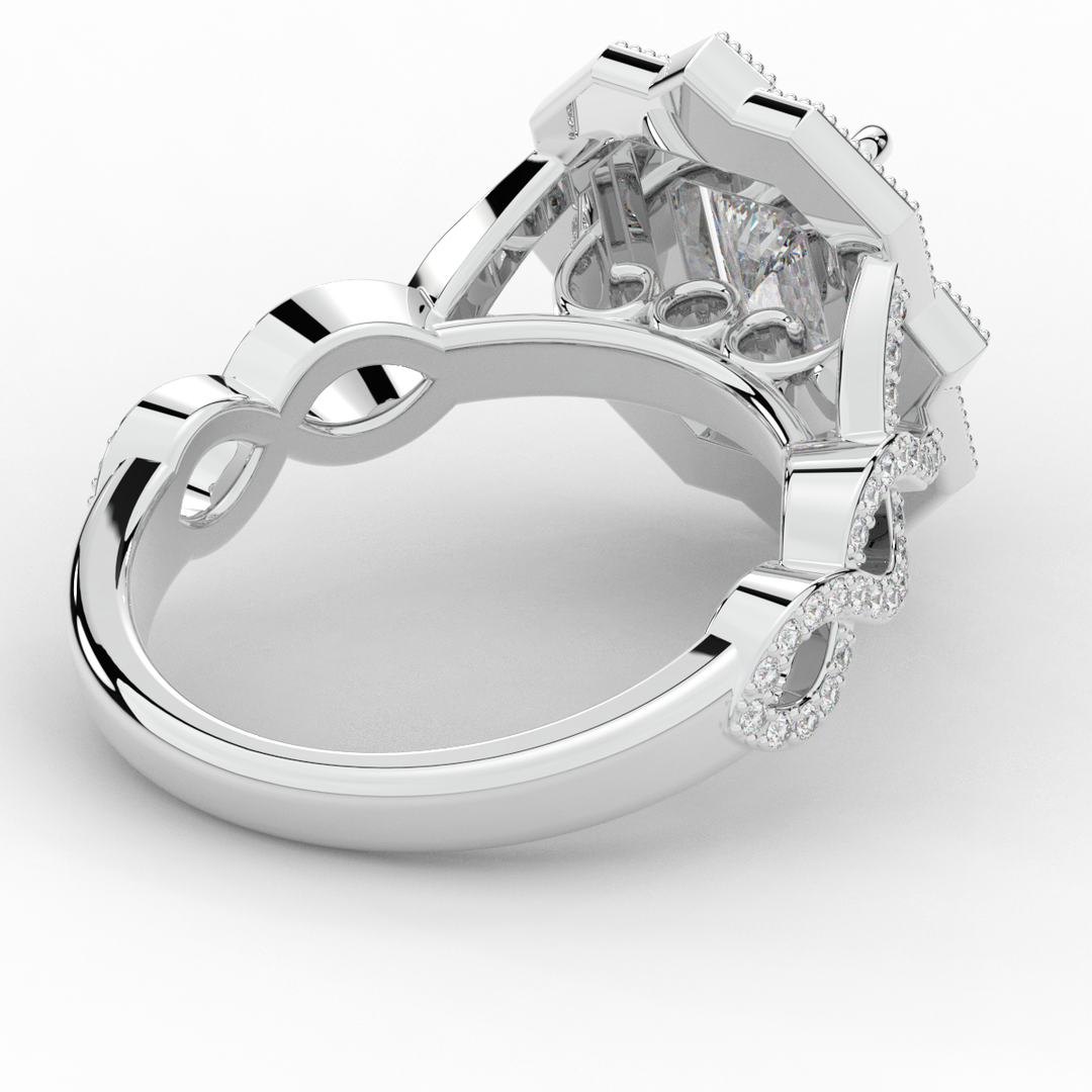 1.90CT.TW RADIANT LAB DIAMOND HALO ENGAGEMENT RING - Nazarelle