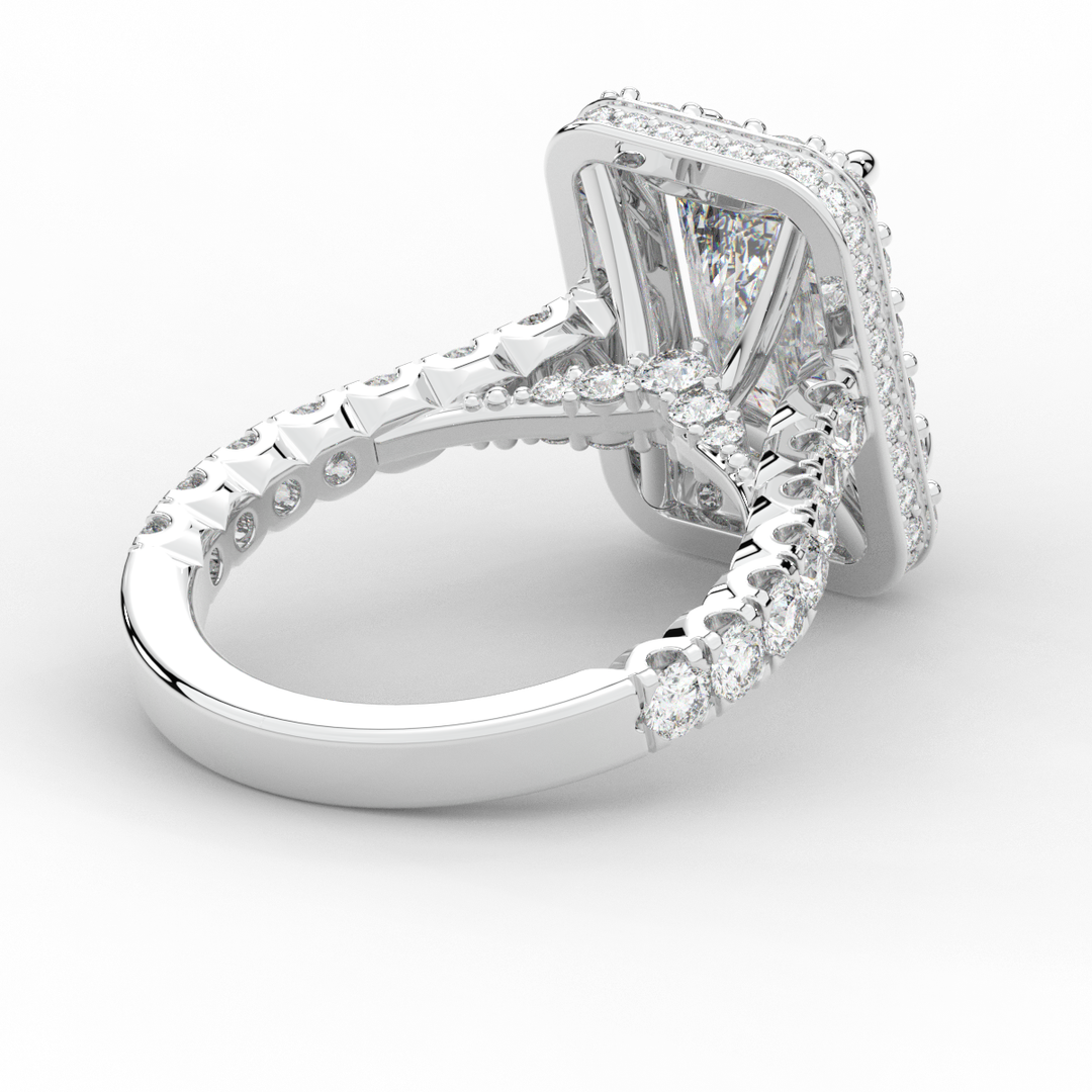 4.50CT.TW RADIANT LAB DIAMOND HALO ENGAGEMENT RING - Nazarelle