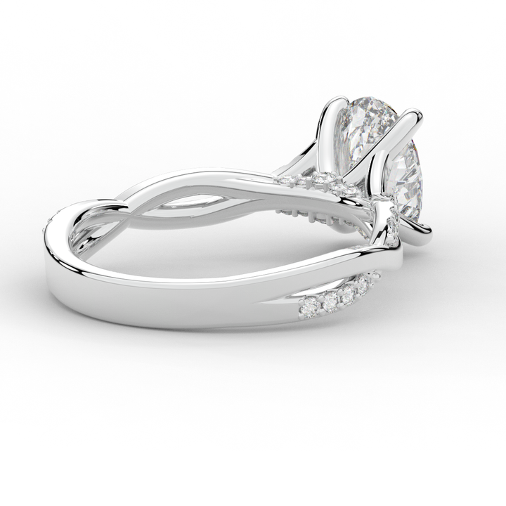 1.70CT.TW OVAL LAB DIAMOND TWIST BAND ENGAGEMENT RING - Nazarelle
