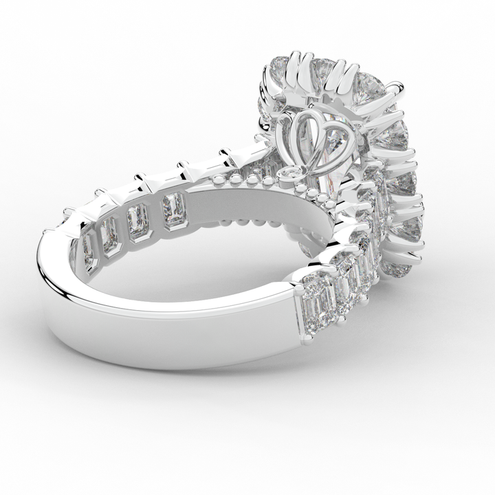 6.00CT.TW EMERALD CUT LAB DIAMOND HALO ENGAGEMENT RING - Nazarelle