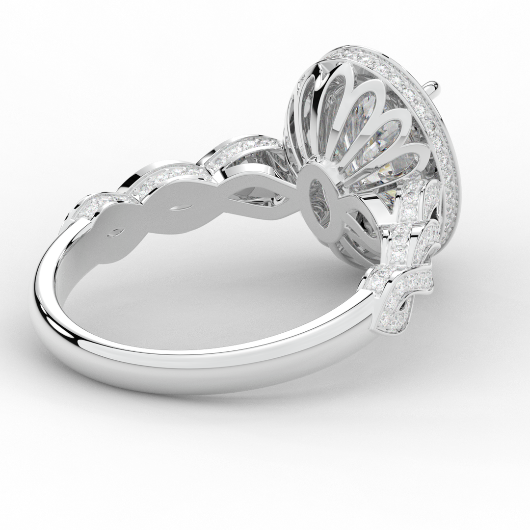 3.10CT.TW OVAL LAB DIAMOND HALO ENGAGEMENT RING - Nazarelle