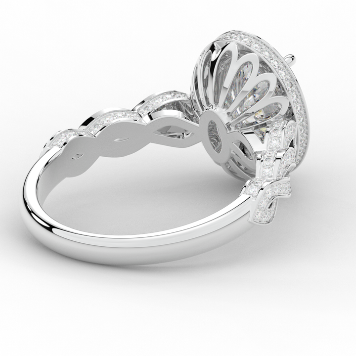 3.10CT.TW OVAL LAB DIAMOND HALO ENGAGEMENT RING - Nazarelle