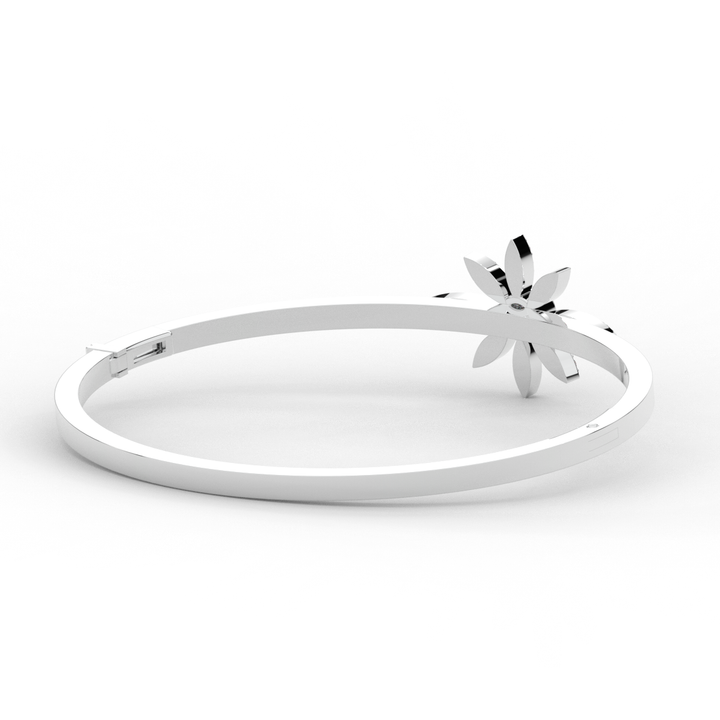 0.40CT.TW ROUND LAB BEZEL AND PRONG SET FLOWER DIAMOND BANGLE - Nazarelle
