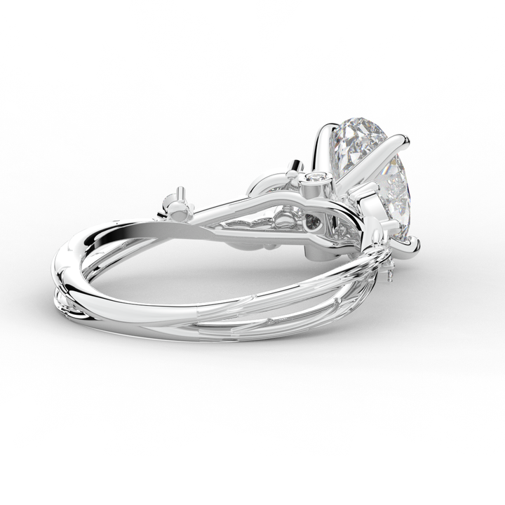 2.25CT.TW OVAL LAB DIAMOND STYLIZED VINE AND TREE BARK FINISH ENGAGEMENT RING - Nazarelle