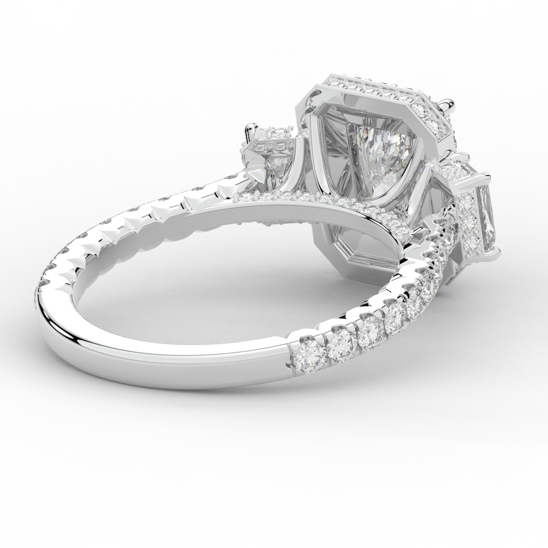 3.20CT.TW RADIANT LAB DIAMOND 3 STONE ENGAGEMENT RING - Nazarelle