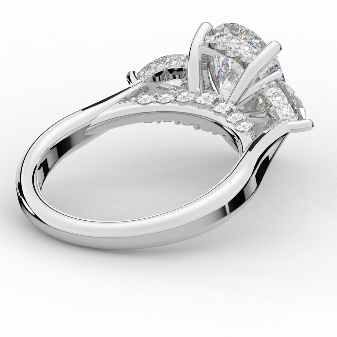 3.70CT.TW PEAR LAB DIAMOND 3 STONE ENGAGEMENT RING - Nazarelle