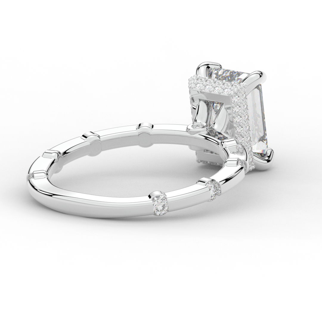 2.60CT.TW RADIANT LAB DIAMOND UNDERHALO SOLITAIRE ENGAGEMENT RING - Nazarelle