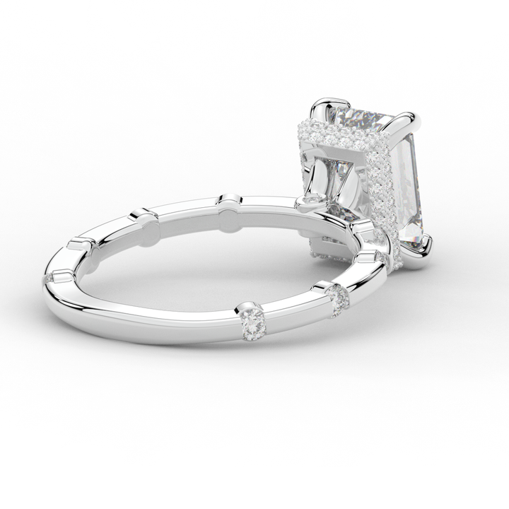 2.60CT.TW RADIANT LAB DIAMOND UNDERHALO SOLITAIRE ENGAGEMENT RING - Nazarelle