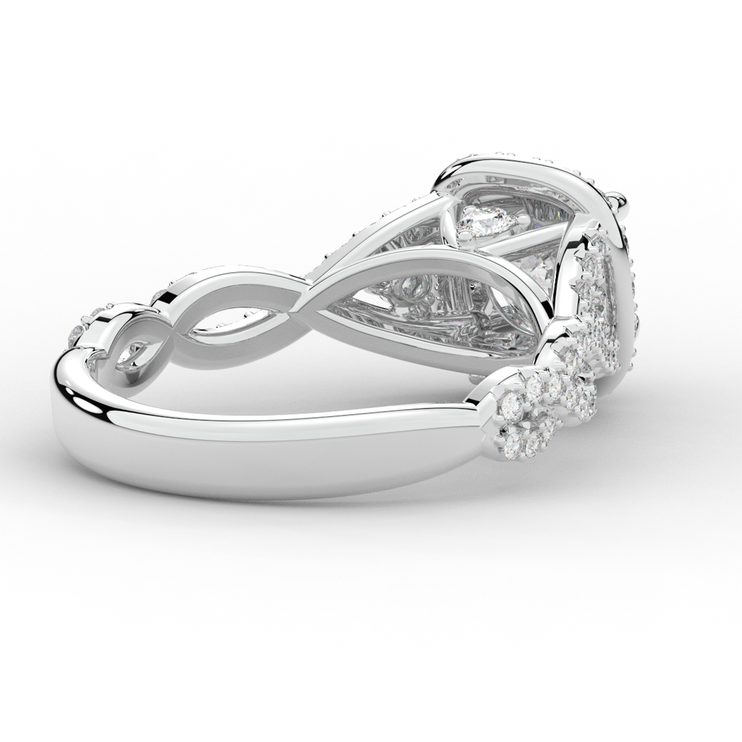 1.30CT.TW ROUND LAB DIAMOND HALO ENGAGEMENT RING - Nazarelle
