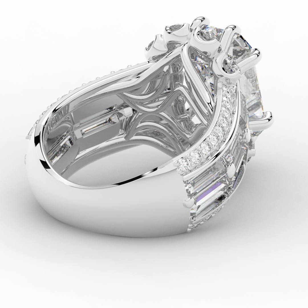 8.25CT.TW EMERALD CUT LAB DIAMOND HALO ENGAGEMENT RING - Nazarelle