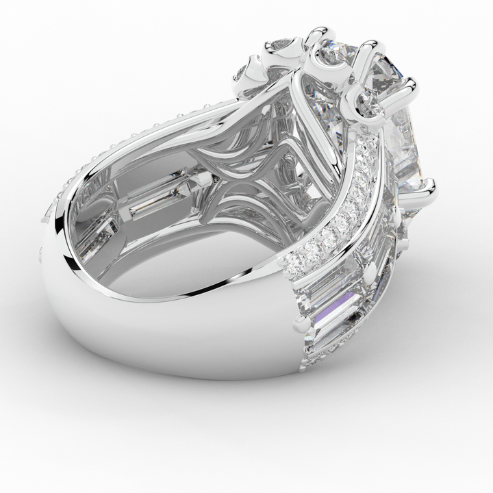 8.25CT.TW EMERALD CUT LAB DIAMOND HALO ENGAGEMENT RING - Nazarelle