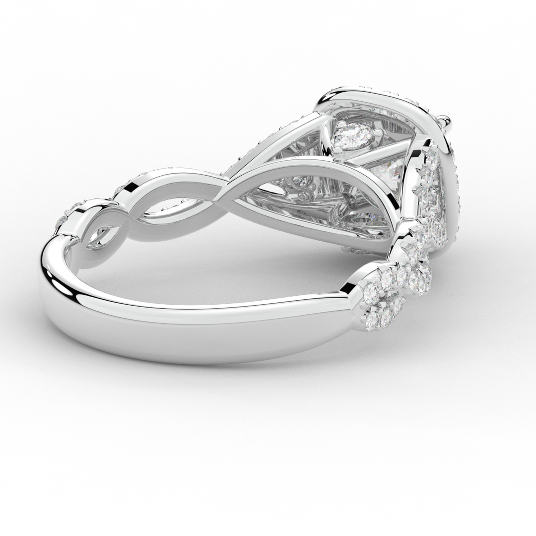 1.60CT.TW ROUND LAB DIAMOND HALO TWIST ENGAGEMENT RING - Nazarelle