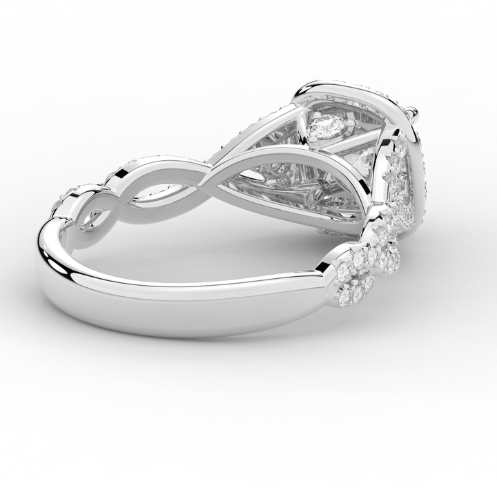 1.60CT.TW ROUND LAB DIAMOND HALO TWIST ENGAGEMENT RING - Nazarelle