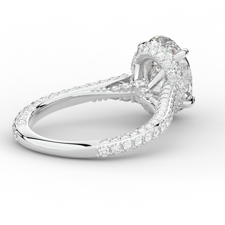4.00CT.TW OVAL LAB DIAMOND UNDERHALO SOLITAIRE ENGAGEMENT RING - Nazarelle