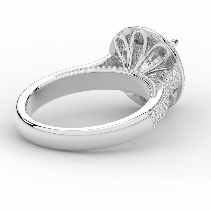 2.45CT.TW ROUND LAB DIAMOND HALO ENGAGEMENT RING - Nazarelle