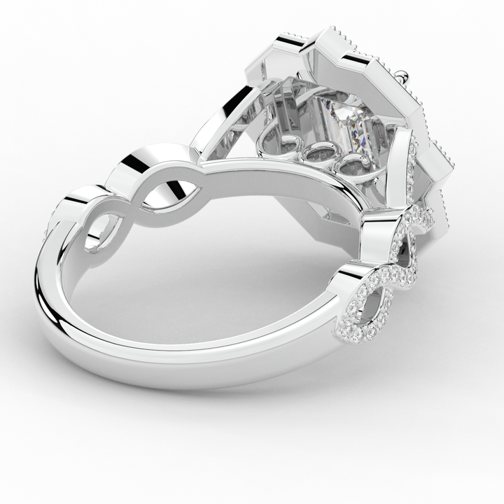 1.90CT.TW EMERALD CUT LAB DIAMOND HALO ENGAGEMENT RING - Nazarelle