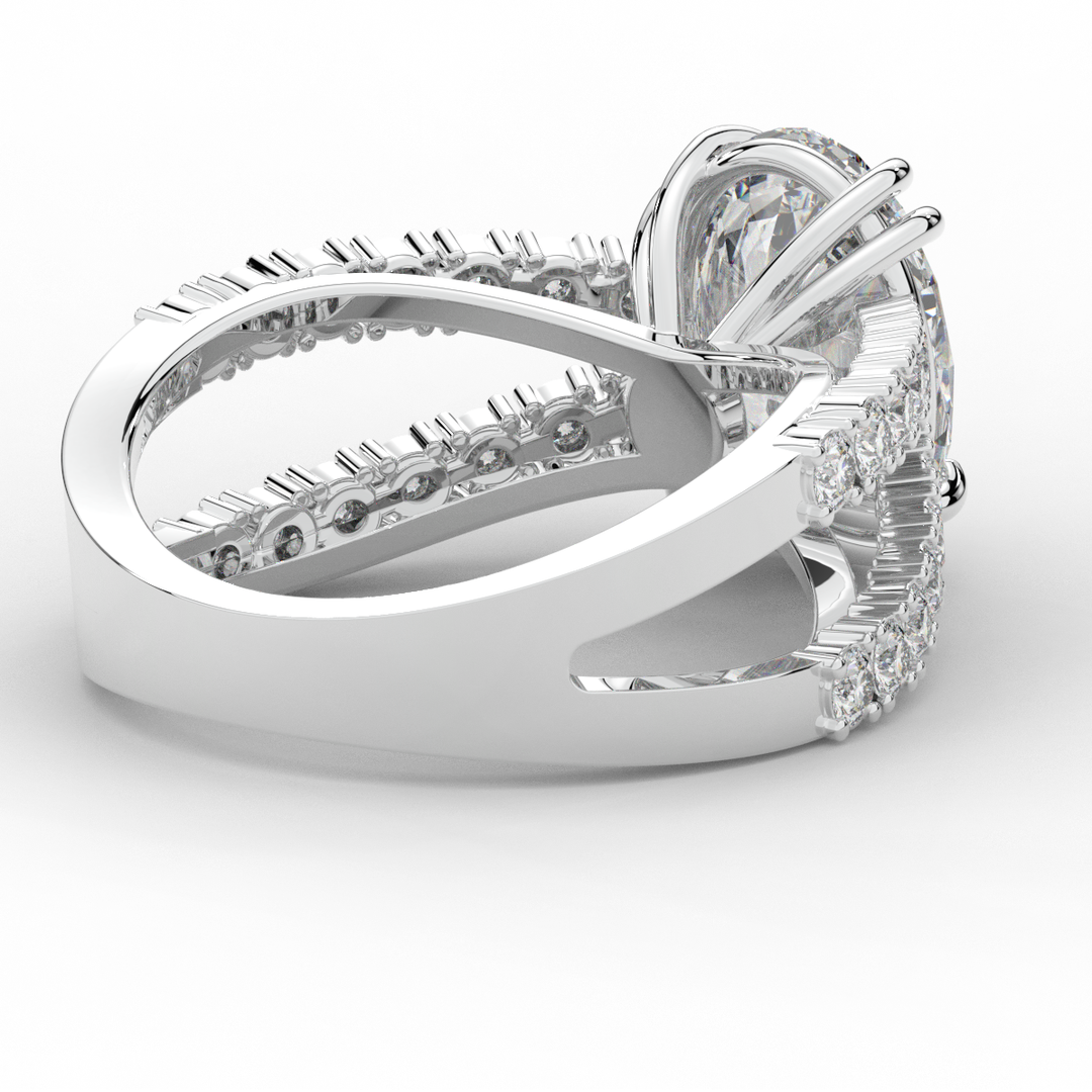 3.75CT.TW OVAL LAB DIAMOND SPLIT BAND ENGAGEMENT RING