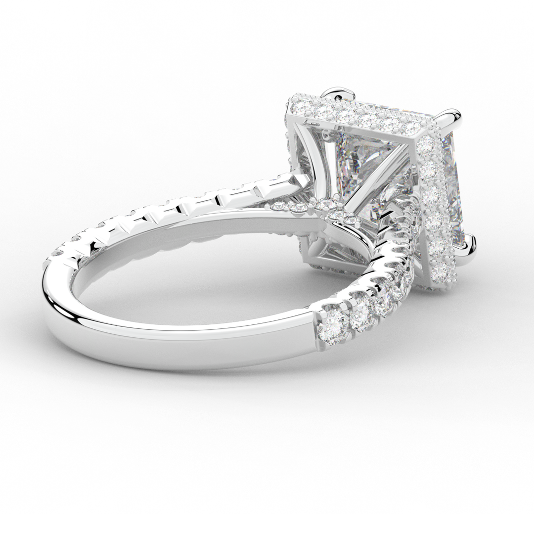 3.90CT.TW PRINCESS LAB DIAMOND HALO ENGAGEMENT RING - Nazarelle