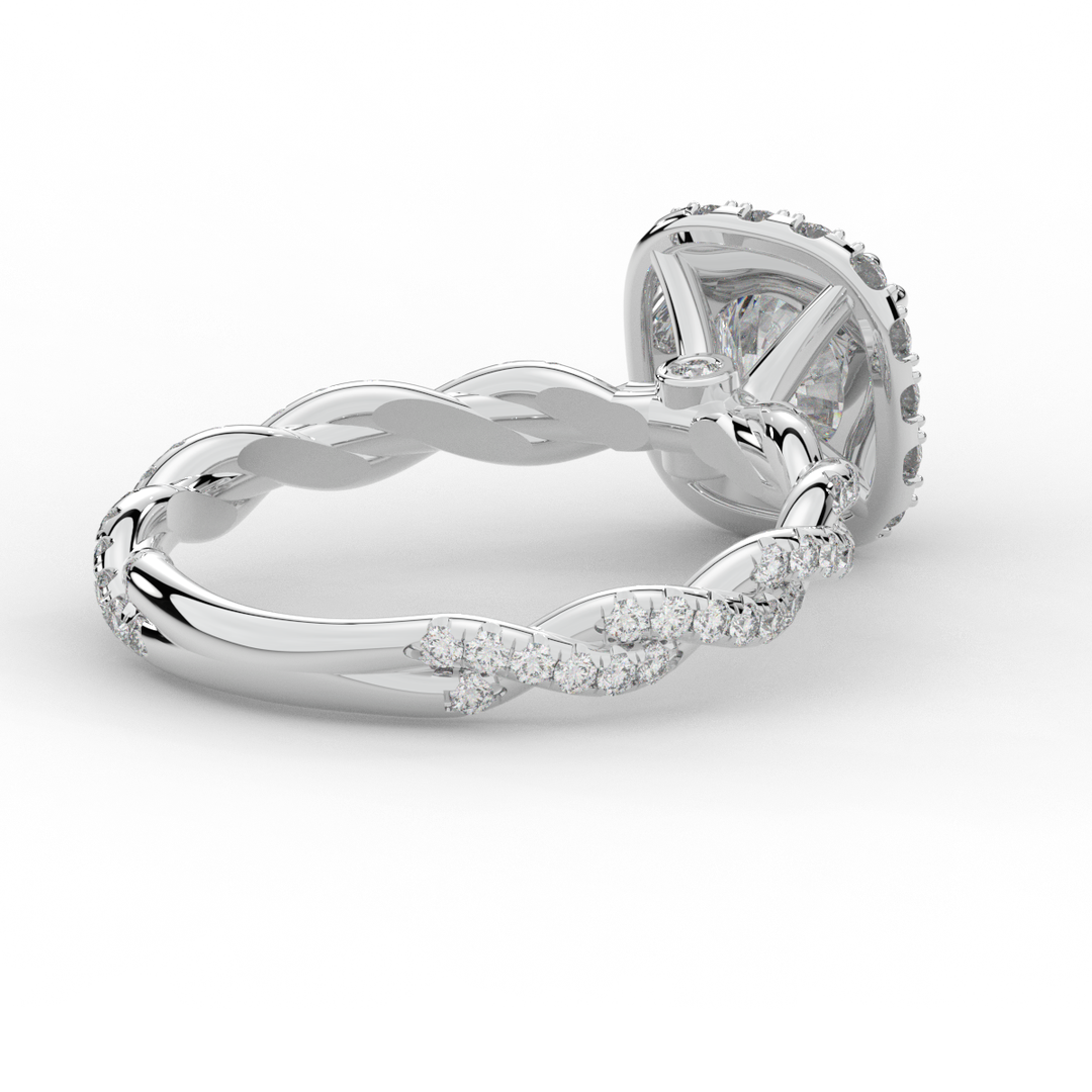 1.55CT.TW ROUND LAB DIAMOND HALO TWIST ENGAGEMENT RING - Nazarelle
