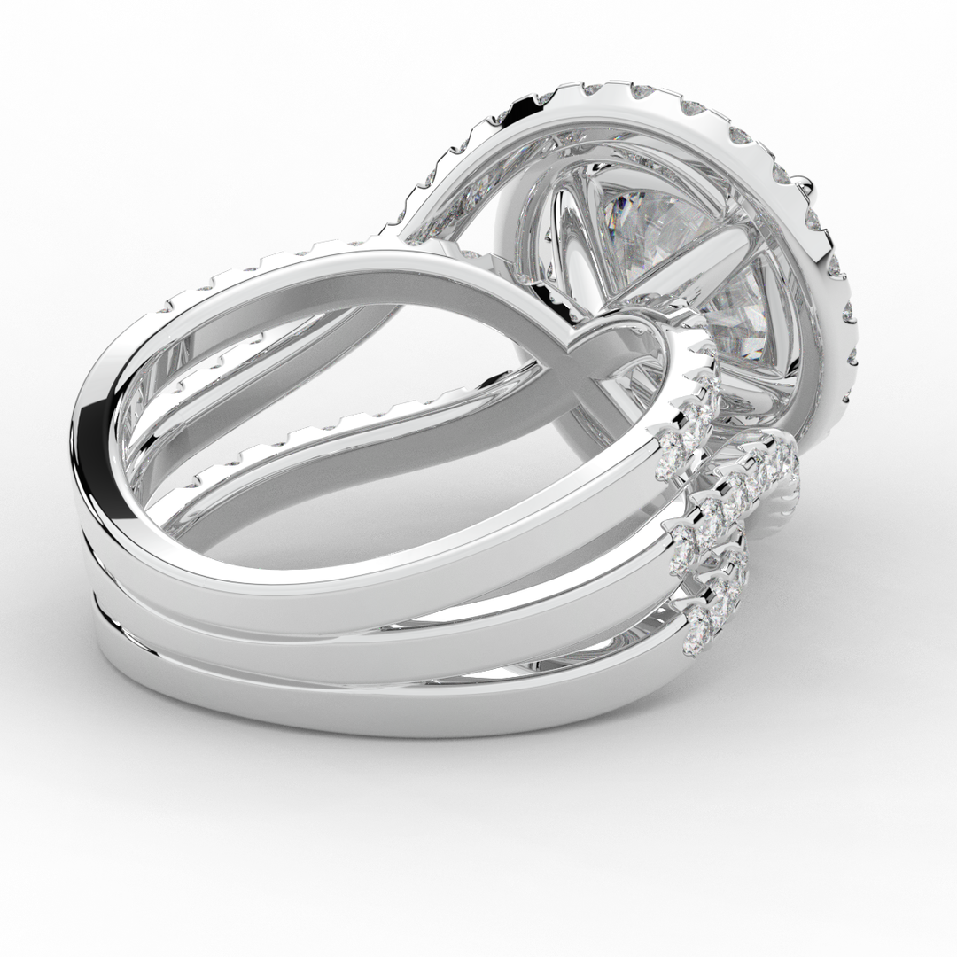 3.90CT.TW ROUND LAB DIAMOND TWIST HALO ENGAGEMENT RING - Nazarelle