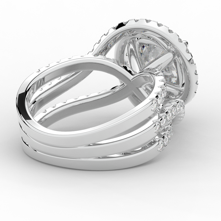 3.90CT.TW ROUND LAB DIAMOND TWIST HALO ENGAGEMENT RING - Nazarelle