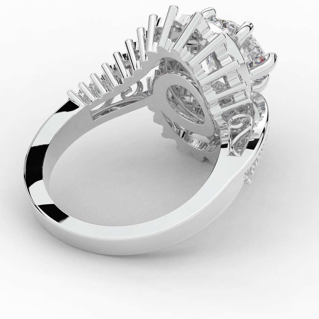 3.35CT.TW ROUND LAB DIAMOND BYPASS HALO ENGAGEMENT RING - Nazarelle