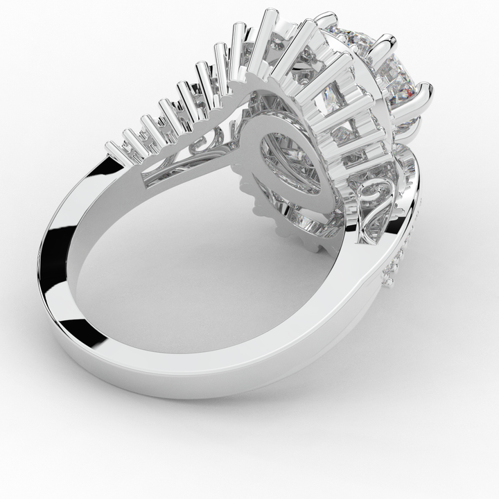3.35CT.TW ROUND LAB DIAMOND BYPASS HALO ENGAGEMENT RING - Nazarelle