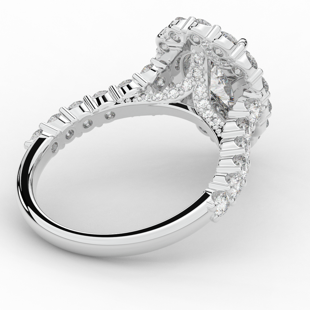 3.10CT.TW PEAR LAB DIAMOND HALO ENGAGEMENT RING - Nazarelle