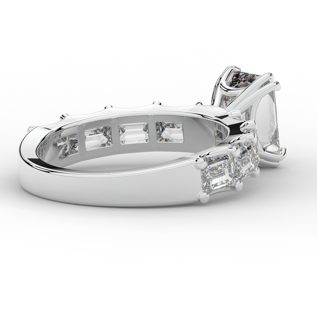 3.75CT.TW EMERALD CUT LAB DIAMOND SOLITAIRE ENGAGEMENT RING