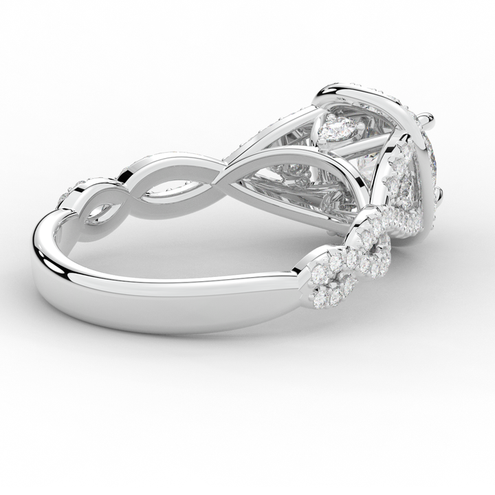 1.60CT.TW ROUND LAB DIAMOND HALO TWIST ENGAGEMENT RING - Nazarelle