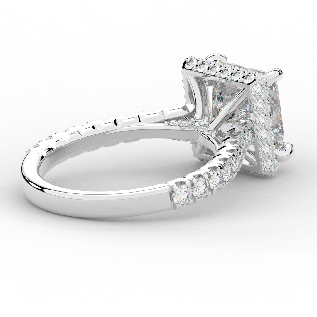 3.90CT.TW PRINCESS LAB DIAMOND HALO ENGAGEMENT RING - Nazarelle