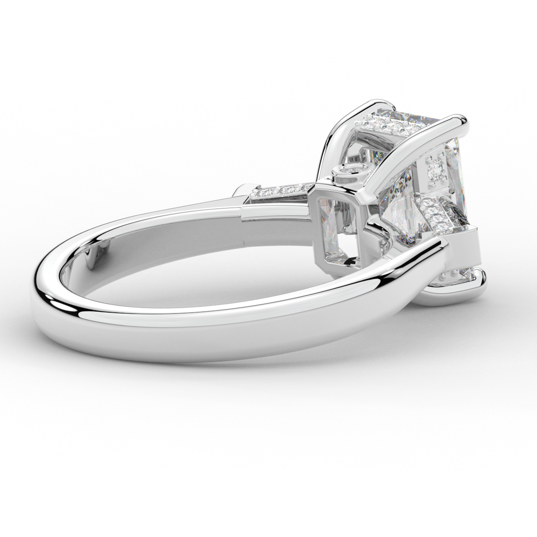 3.45CT.TW RADIANT LAB DIAMOND 3 STONE ENGAGEMENT RING - Nazarelle