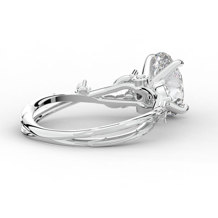 2.25CT.TW OVAL LAB DIAMOND STYLIZED VINE AND TREE BARK FINISH ENGAGEMENT RING - Nazarelle