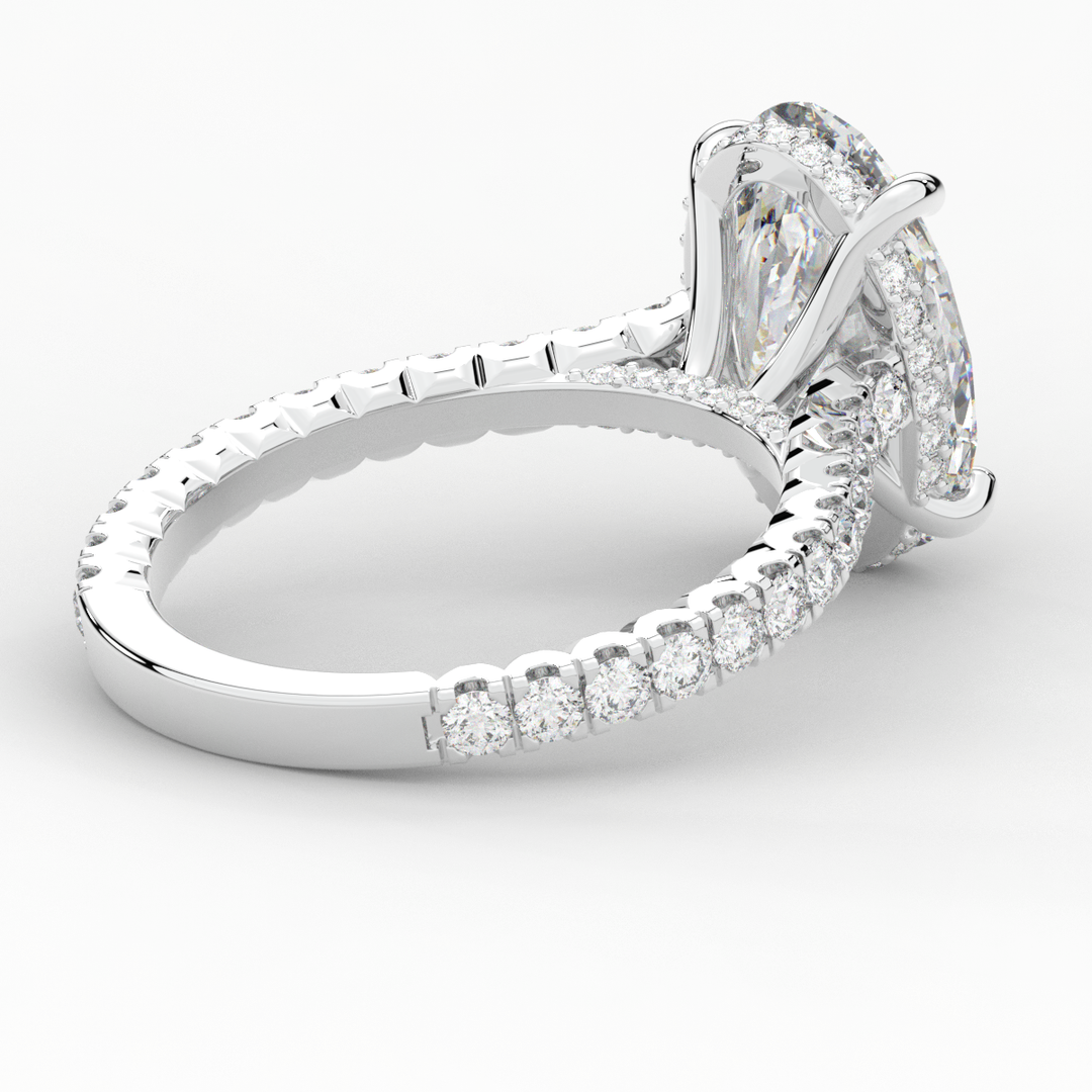 4.70CT.TW OVAL LAB DIAMOND UNDERHALO SOLITAIRE ENGAGEMENT RING - Nazarelle