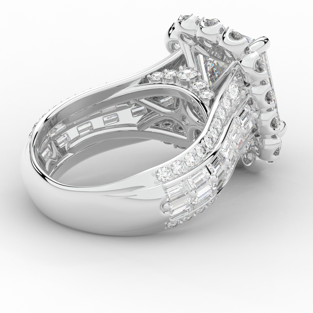 8.00CT.TW EMERALD CUT LAB DIAMOND HALO ENGAGEMENT RING - Nazarelle