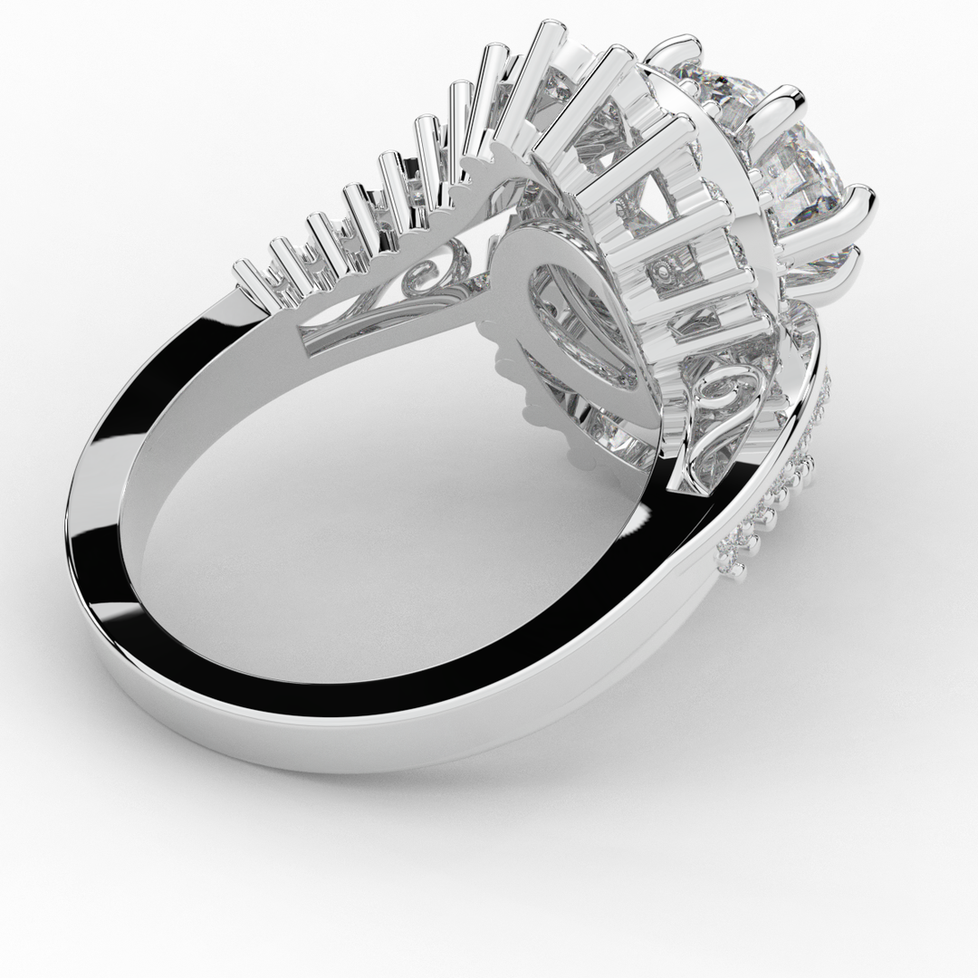 3.35CT.TW ROUND LAB DIAMOND BYPASS HALO ENGAGEMENT RING - Nazarelle