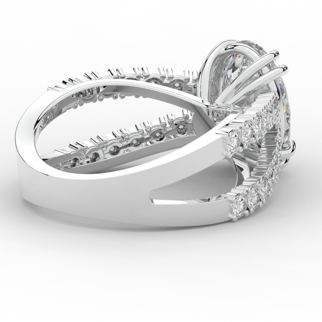 3.75CT.TW OVAL LAB DIAMOND SPLIT BAND ENGAGEMENT RING